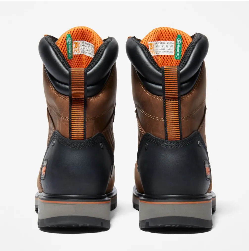 Men's TIMBERLAND PRO®  TB0A29MU 8" Brown Ballast Lace-up Composite Toe Boot (CN Railroad Approved) CLOSEOUT