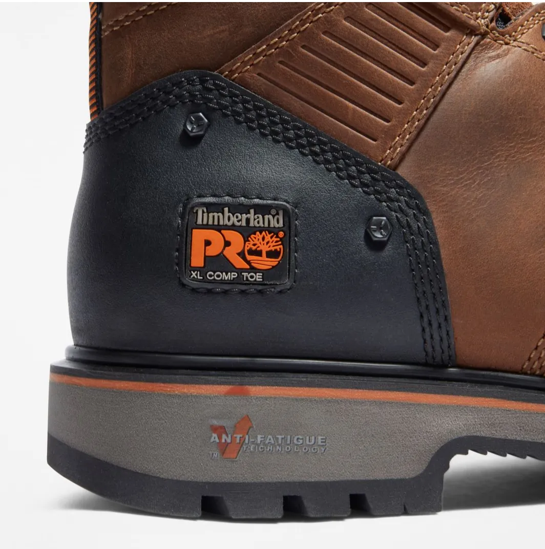 Men's TIMBERLAND PRO®  TB0A29MU 8" Brown Ballast Lace-up Composite Toe Boot (CN Railroad Approved) CLOSEOUT