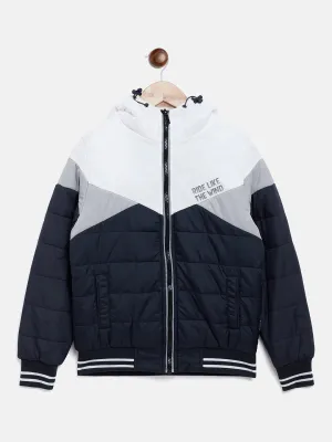 Navy Blue Colorblocked Padded Jacket