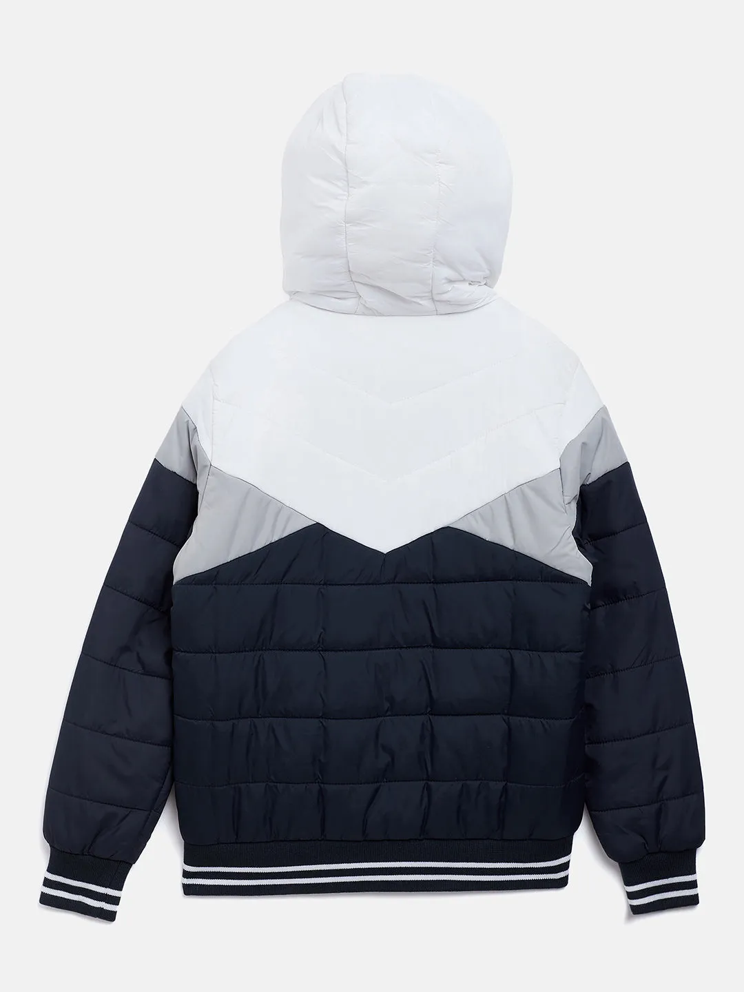 Navy Blue Colorblocked Padded Jacket