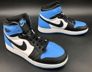 Nike Jordan 1 Retro High OG 'UNC Toe' White/Blue/Black Sneakers - Size 4Y ( COA)