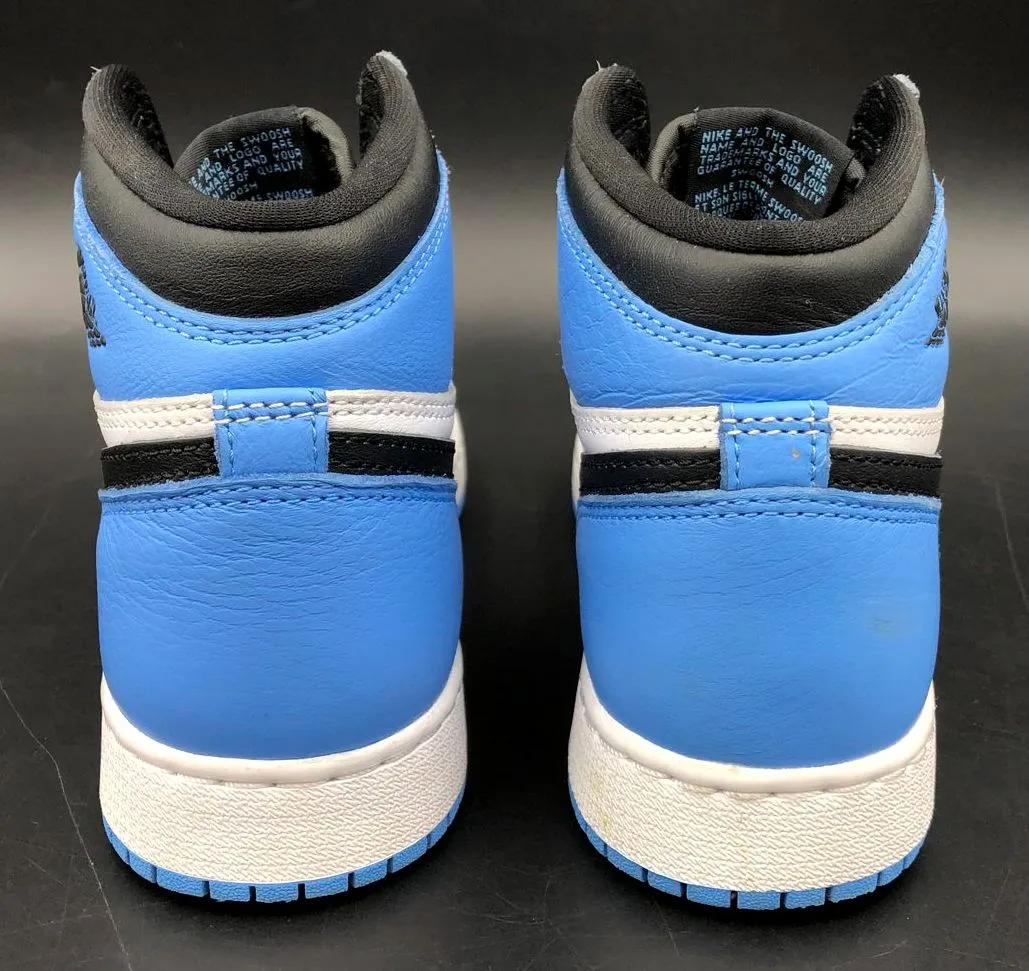 Nike Jordan 1 Retro High OG 'UNC Toe' White/Blue/Black Sneakers - Size 4Y ( COA)