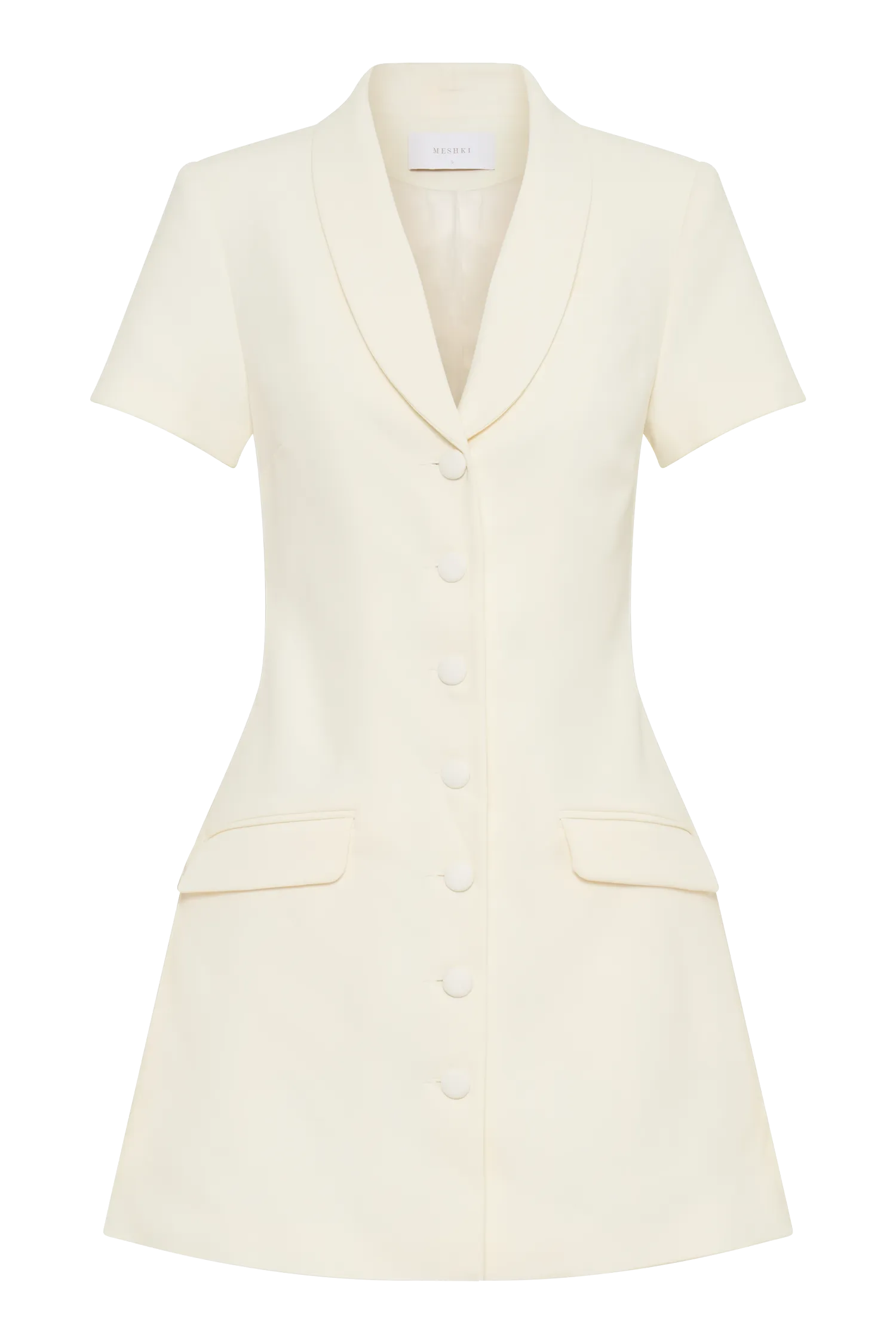 Paolina Collared Suiting Mini Dress - Ivory