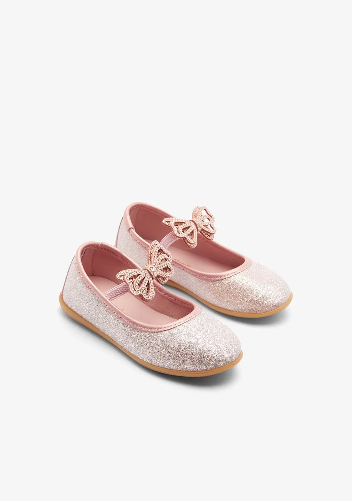 Pink Butterfly Strip Ballerinas