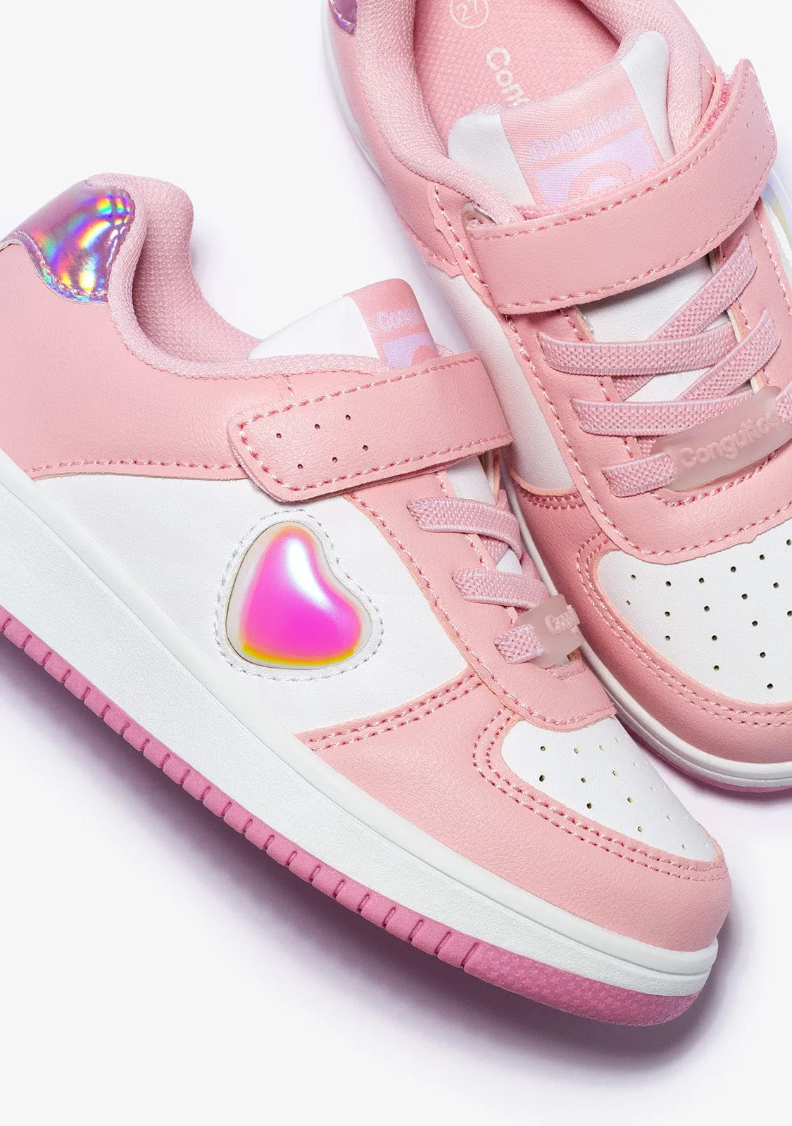 Pink With Lights Colour Changing Heart Sneakers