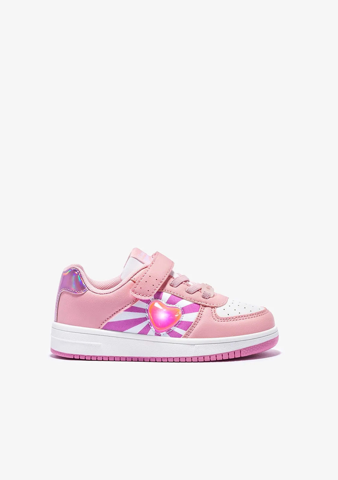 Pink With Lights Colour Changing Heart Sneakers