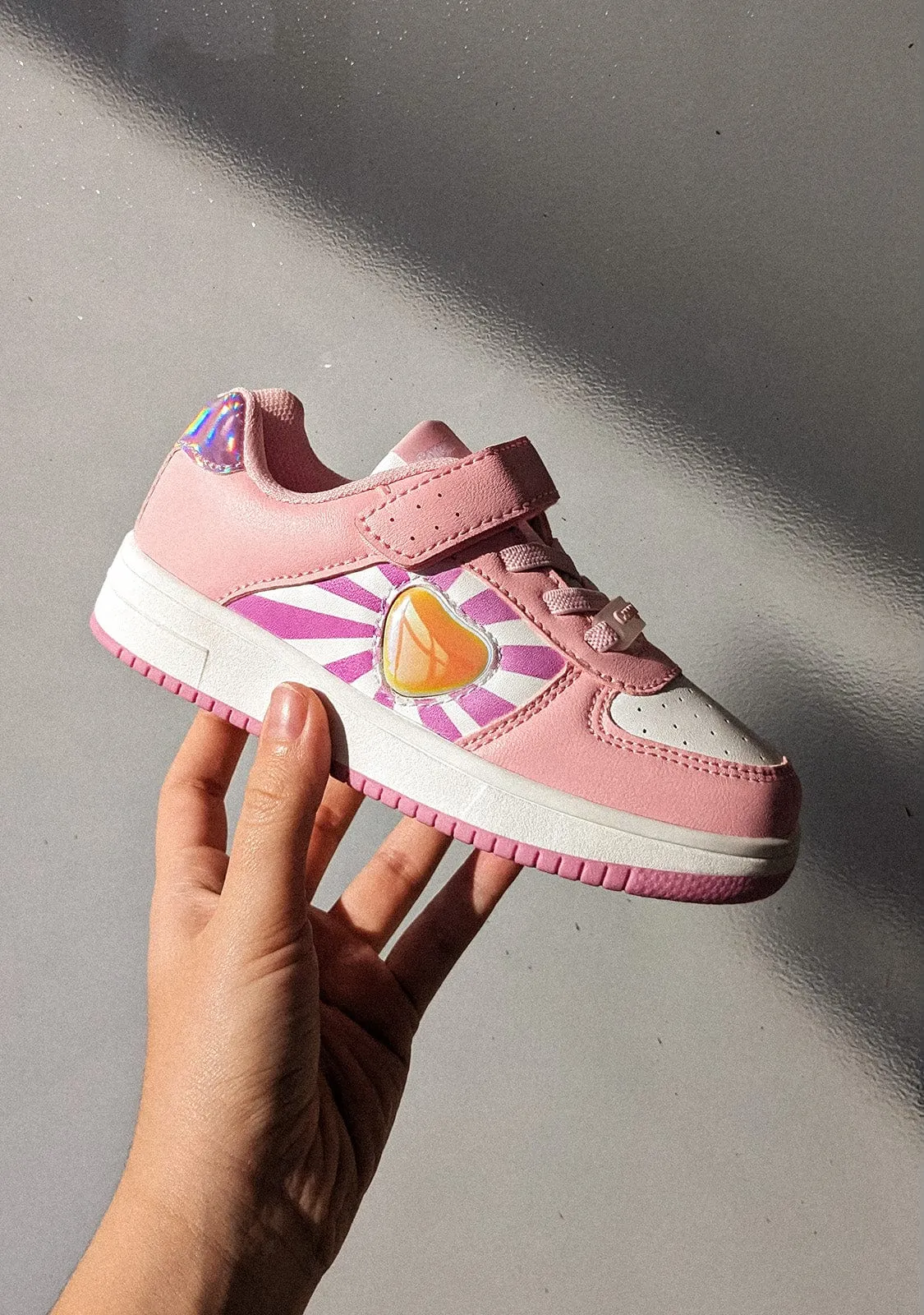Pink With Lights Colour Changing Heart Sneakers