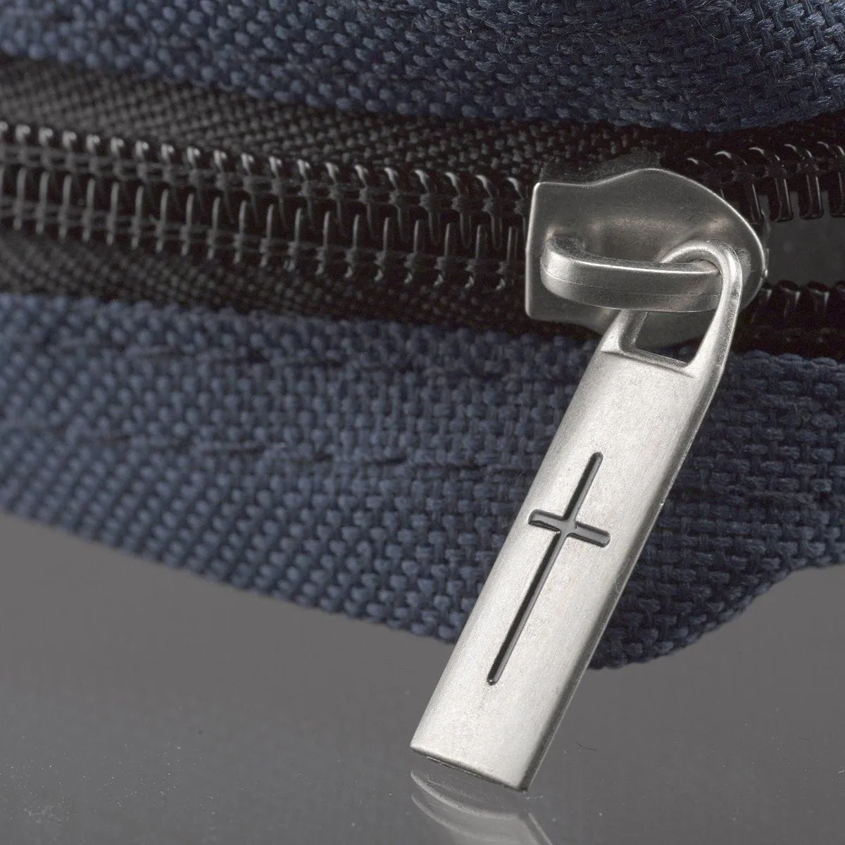 Polyester Canvas with Fish Badge in Navy Bible Cover