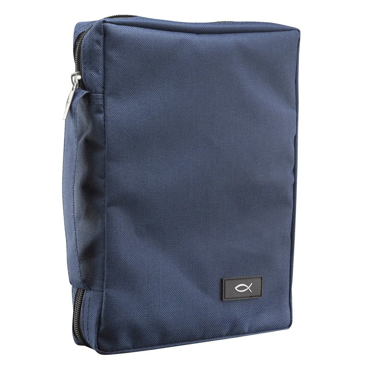 Polyester Canvas with Fish Badge in Navy Bible Cover