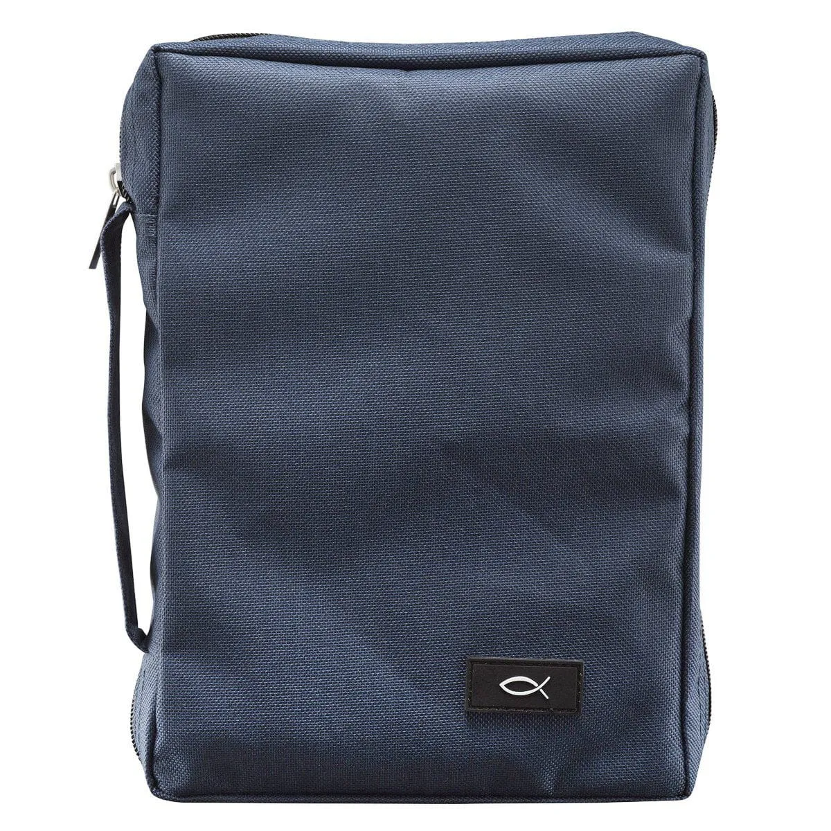 Polyester Canvas with Fish Badge in Navy Bible Cover