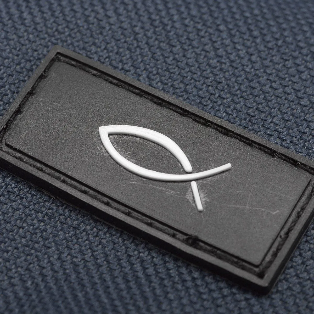 Polyester Canvas with Fish Badge in Navy Bible Cover