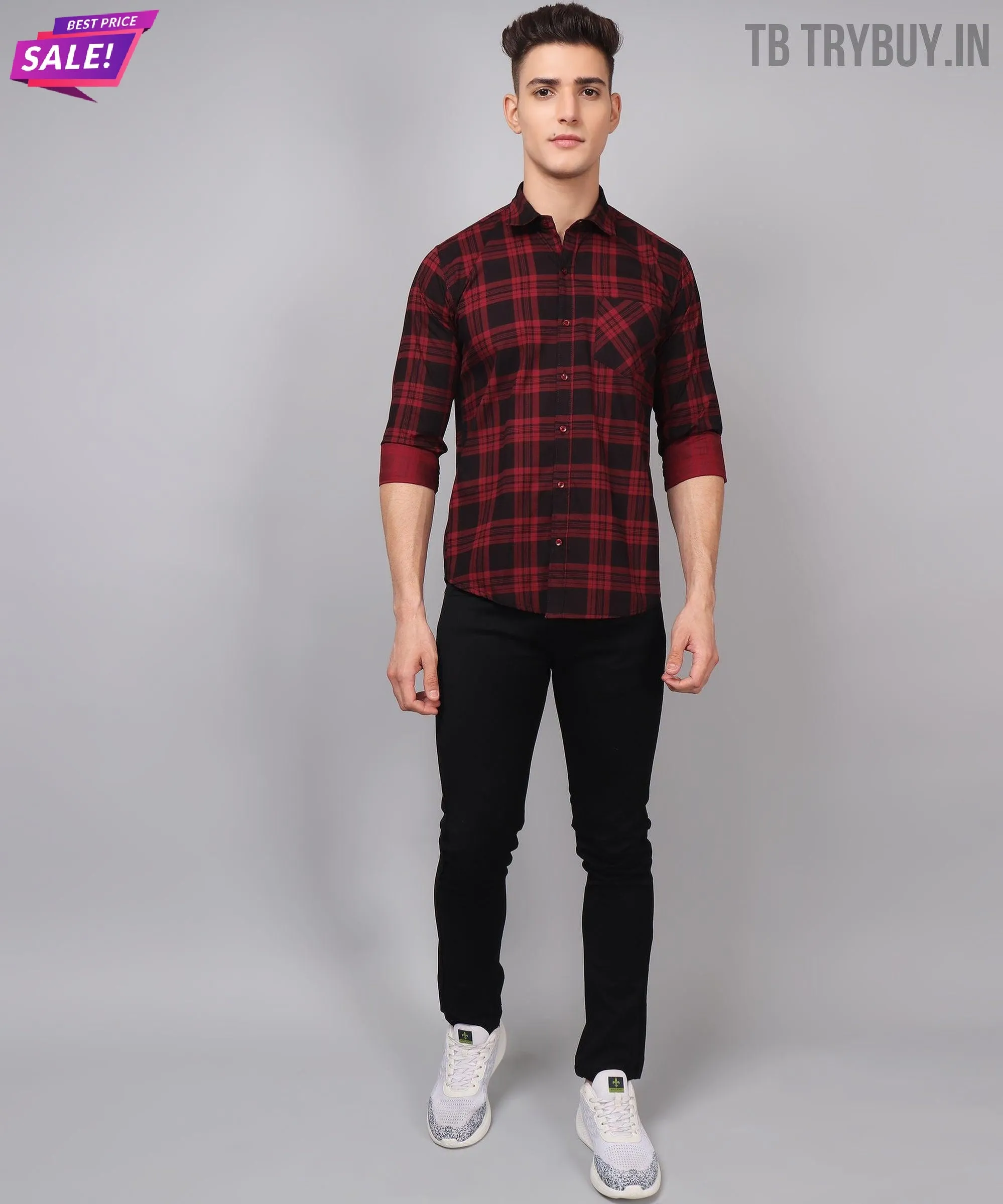 Red Black Checks Men's Shirt