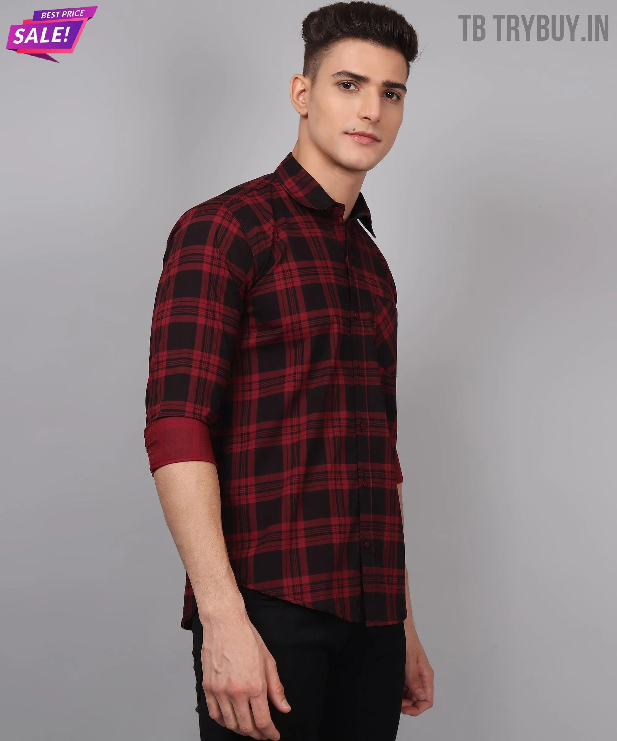 Red Black Checks Men's Shirt