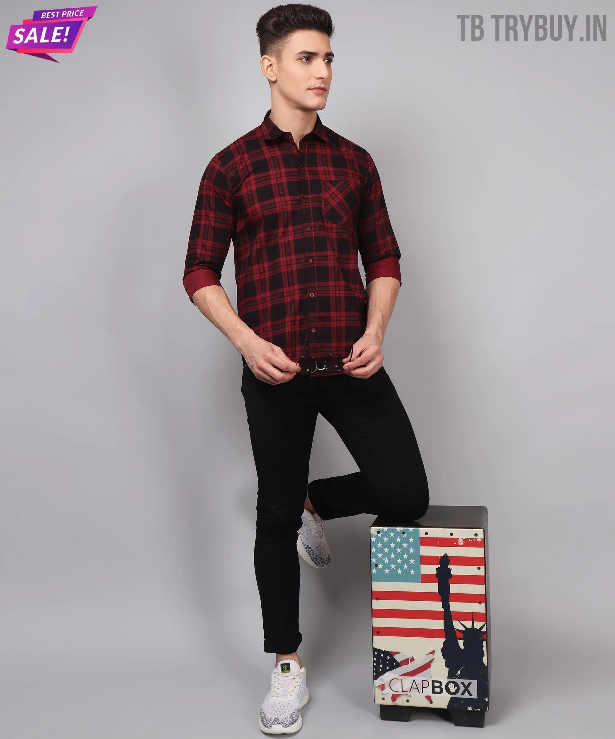 Red Black Checks Men's Shirt