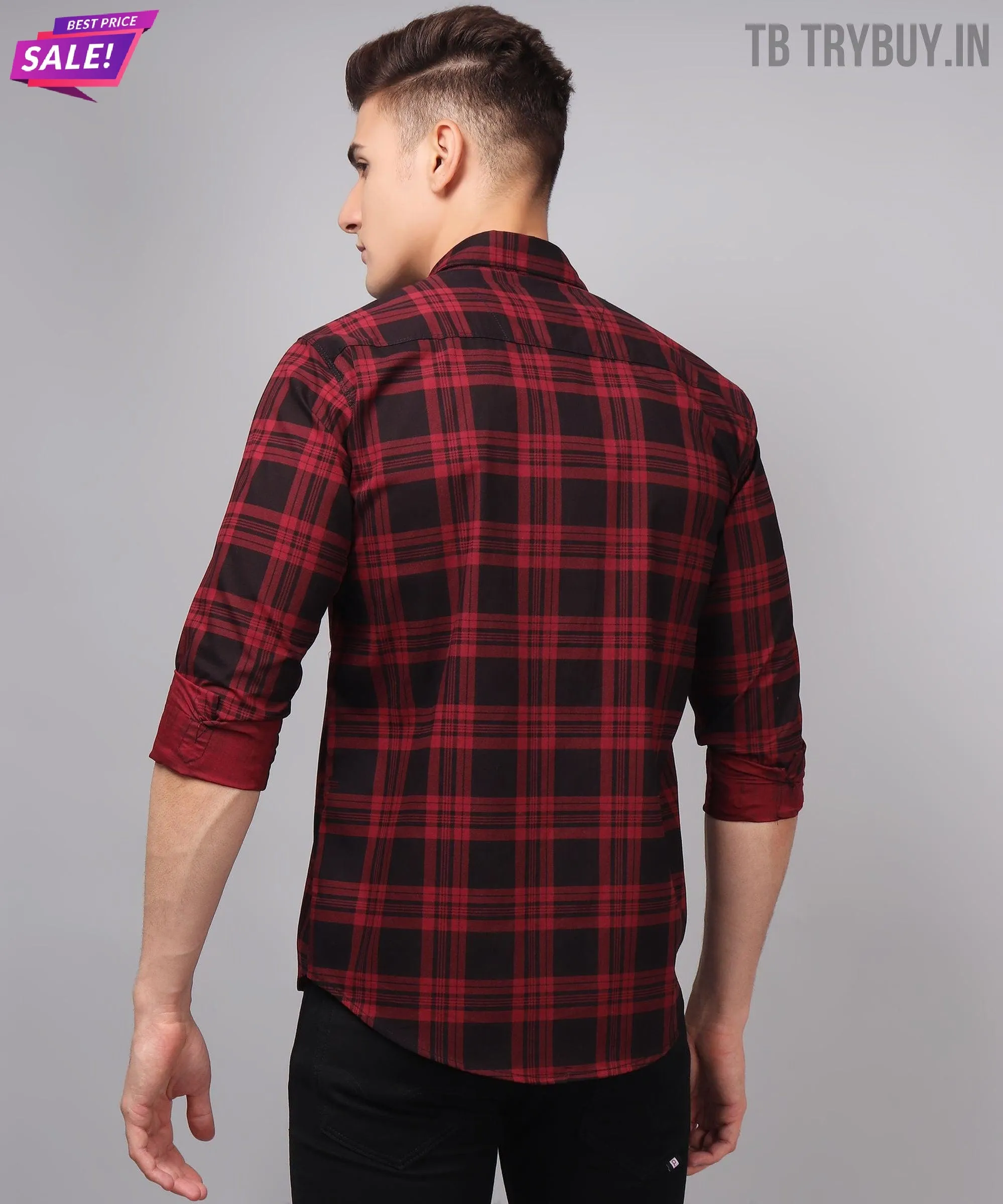 Red Black Checks Men's Shirt