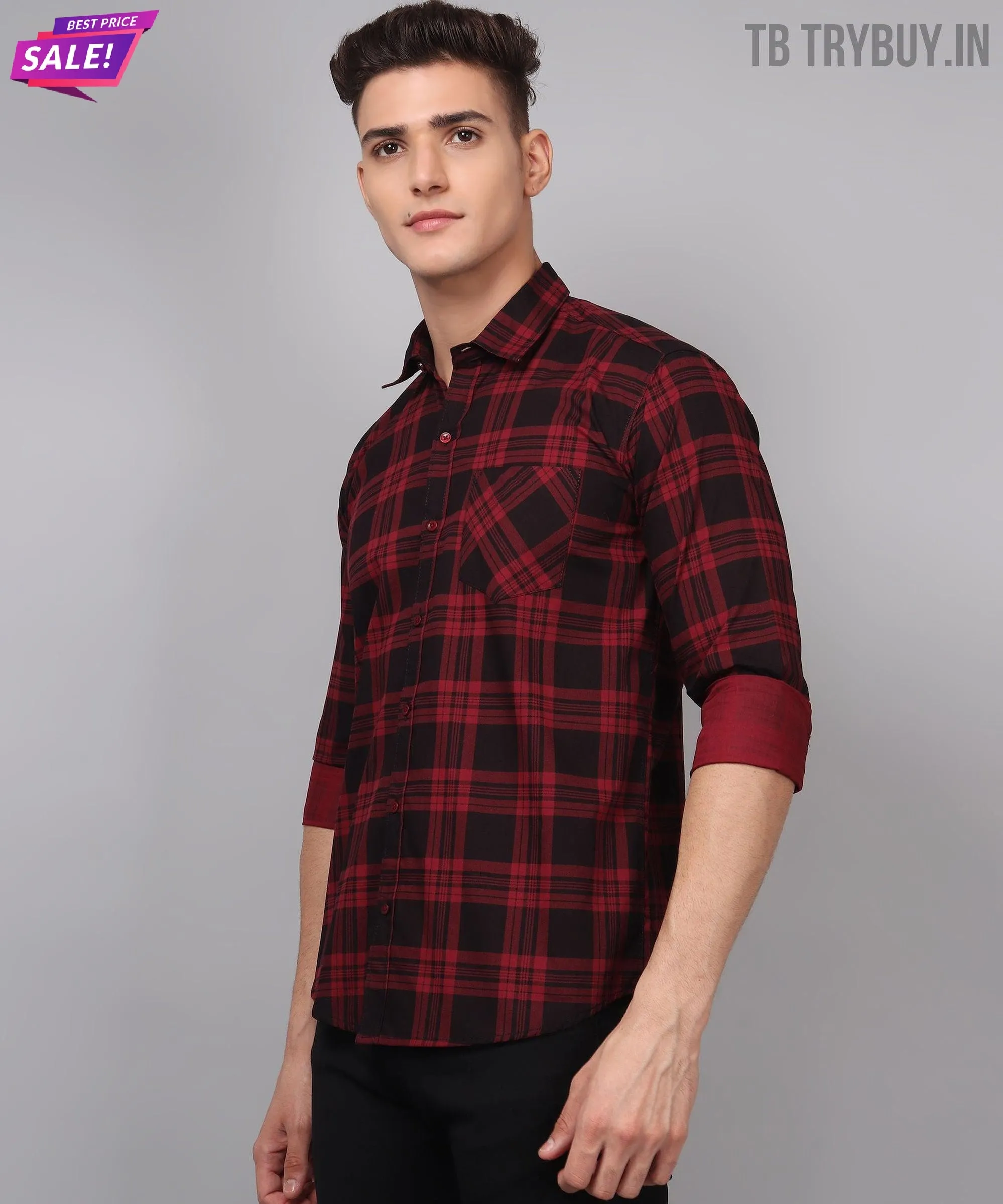 Red Black Checks Men's Shirt