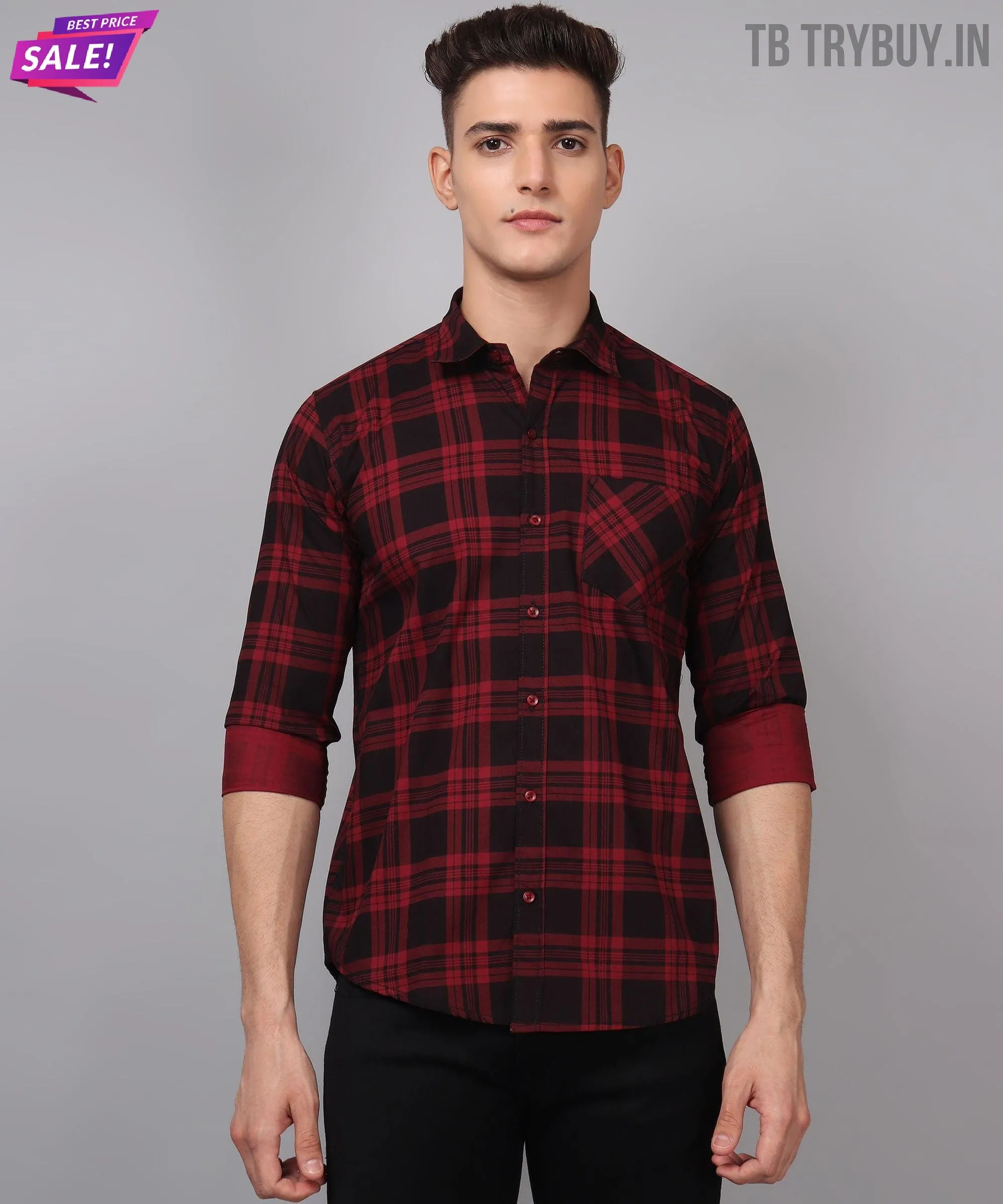 Red Black Checks Men's Shirt