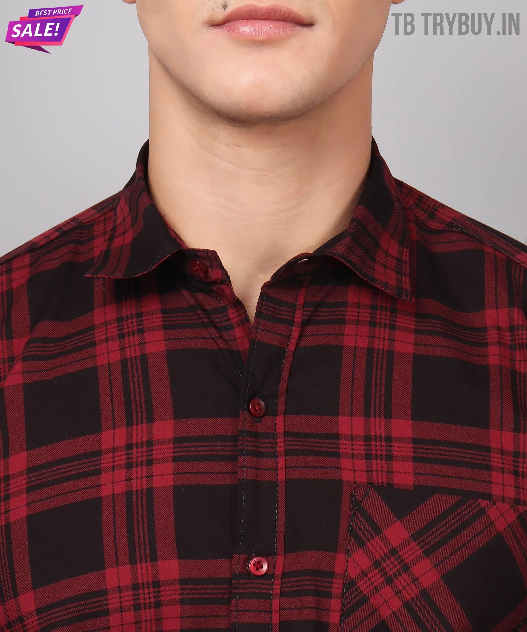 Red Black Checks Men's Shirt