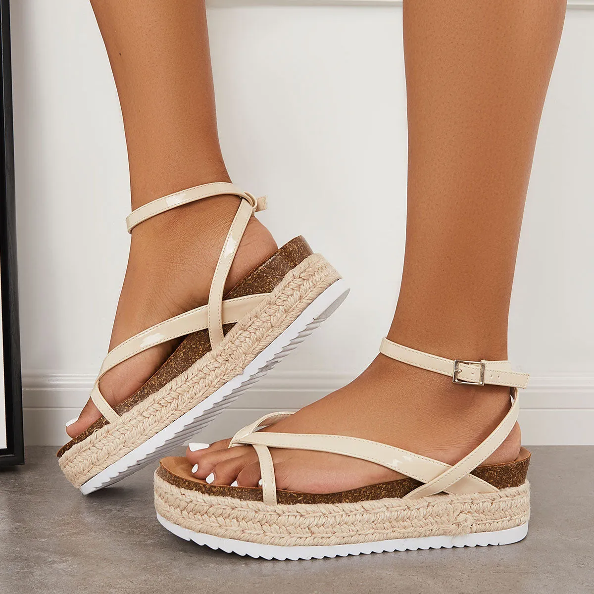 Sohiwoo  Women Espadrilles Platform Sandals Casual Daily Comfy Summer Sandals