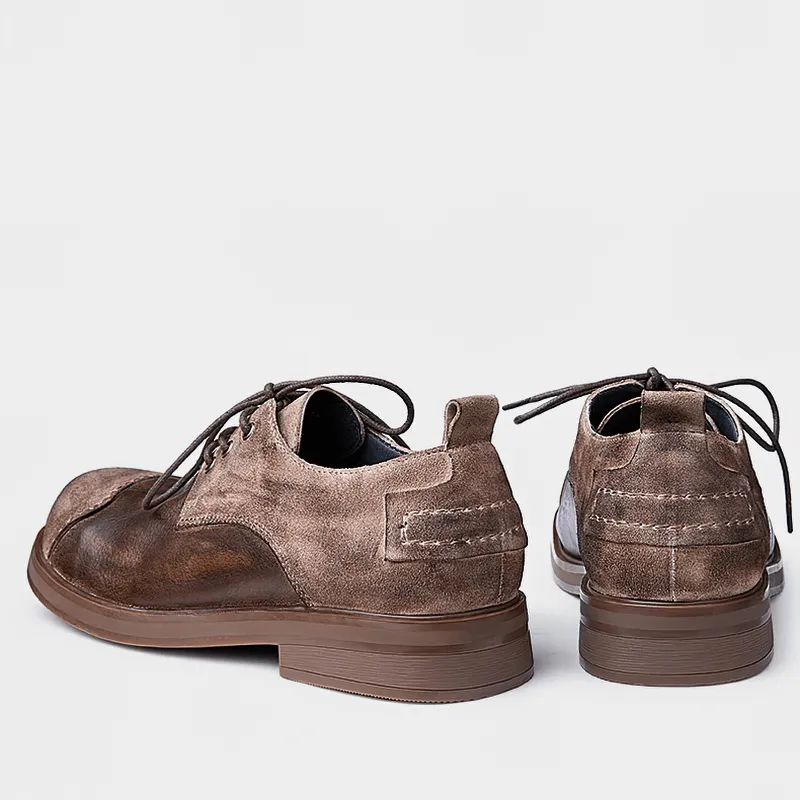 Stylish Lace-Up Cowhide Cowboy Shoes / Casual Round Toe Soft Shoes for Men