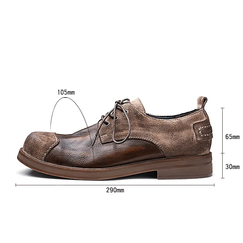 Stylish Lace-Up Cowhide Cowboy Shoes / Casual Round Toe Soft Shoes for Men