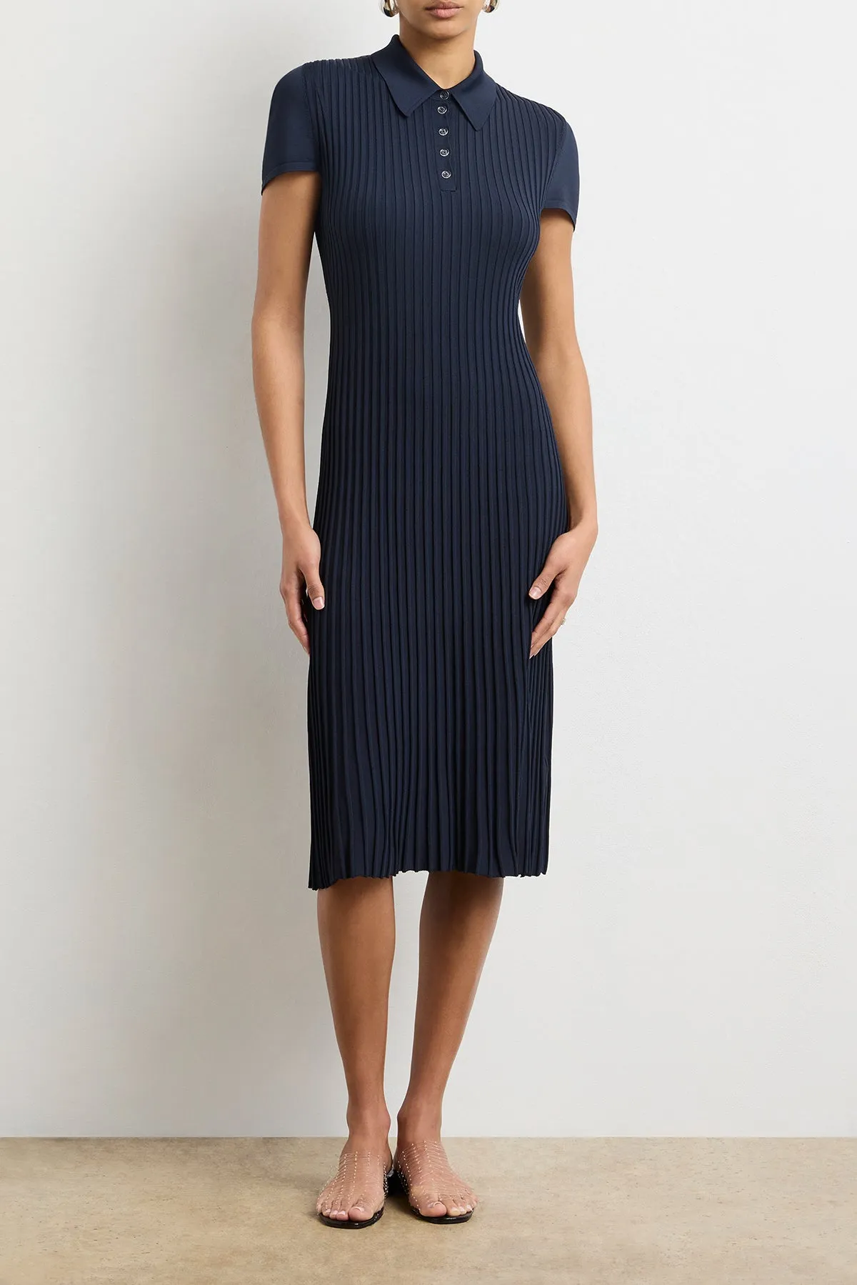 The Joyce Midi Polo Dress in Navy