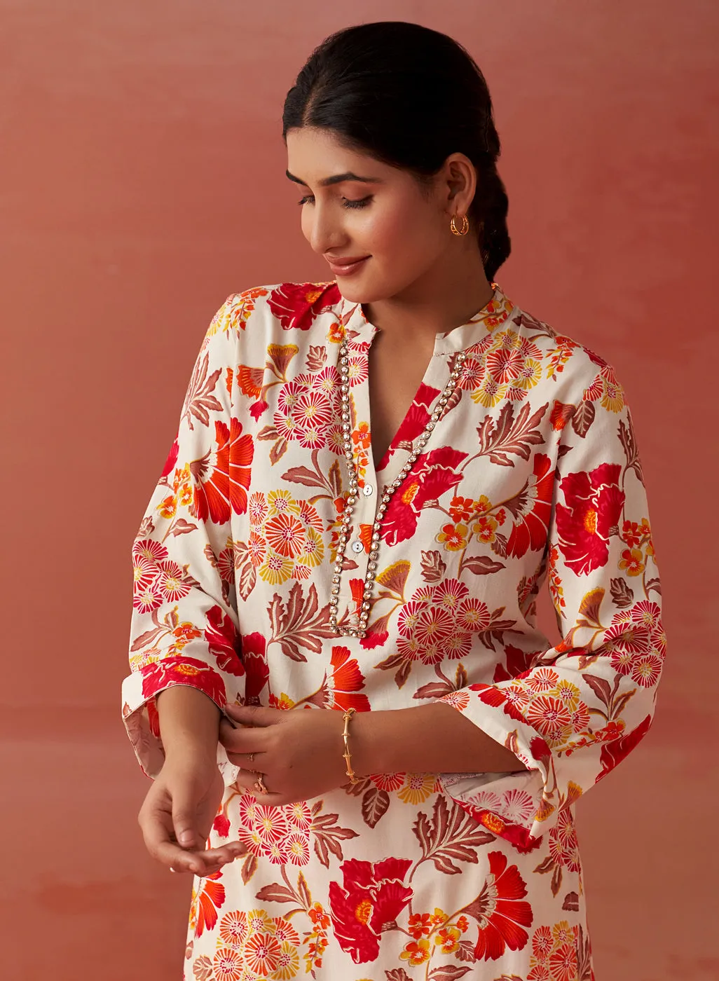 Yasmin Fuschia Printed Rayon Kurti for Women