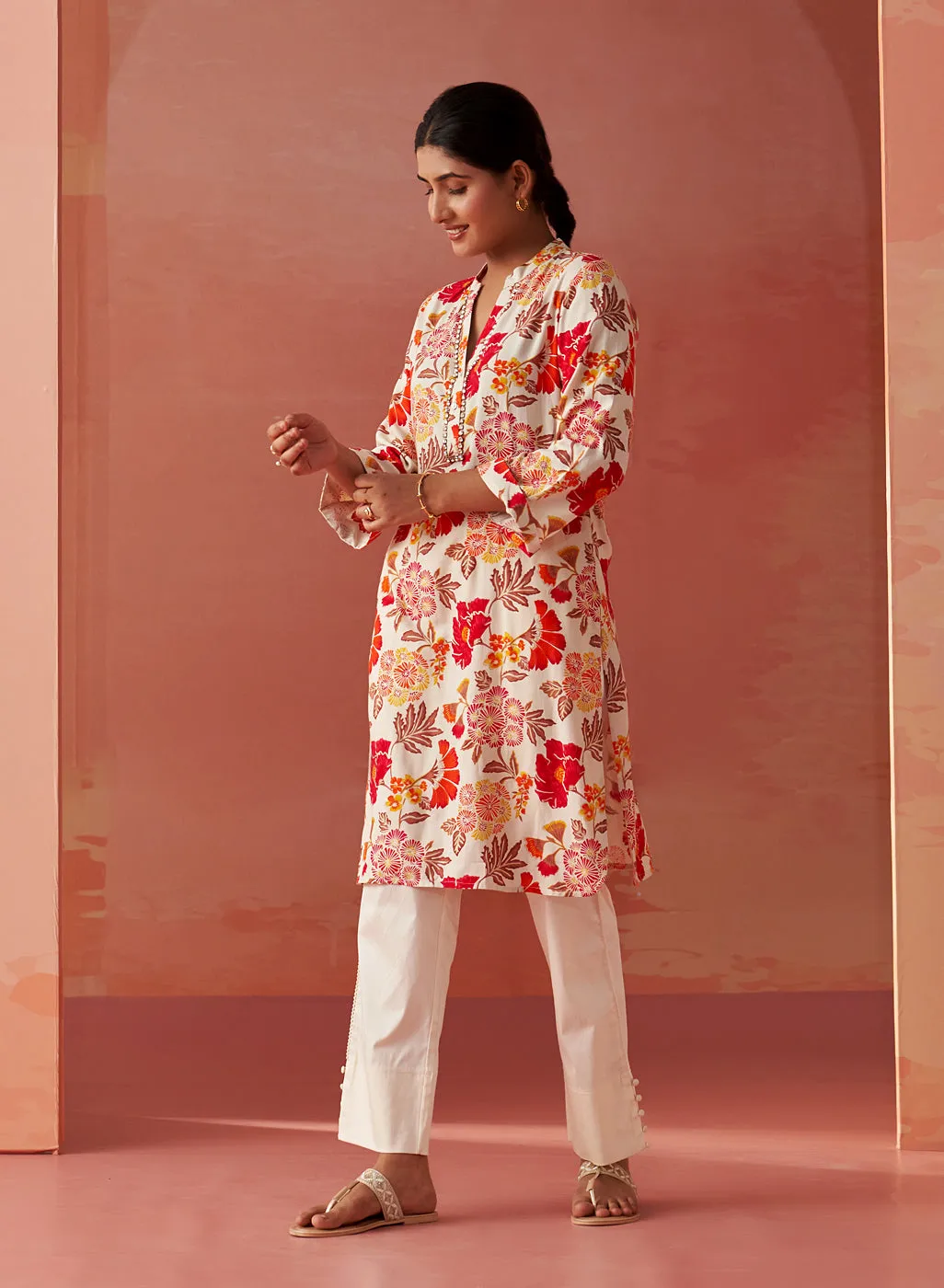 Yasmin Fuschia Printed Rayon Kurti for Women