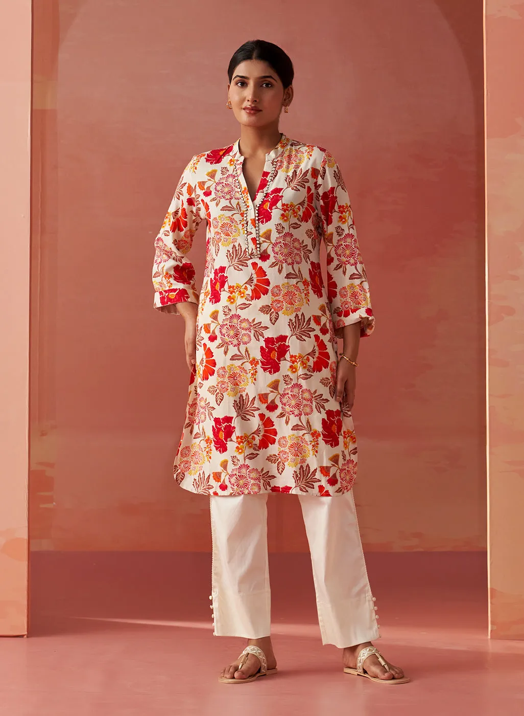 Yasmin Fuschia Printed Rayon Kurti for Women