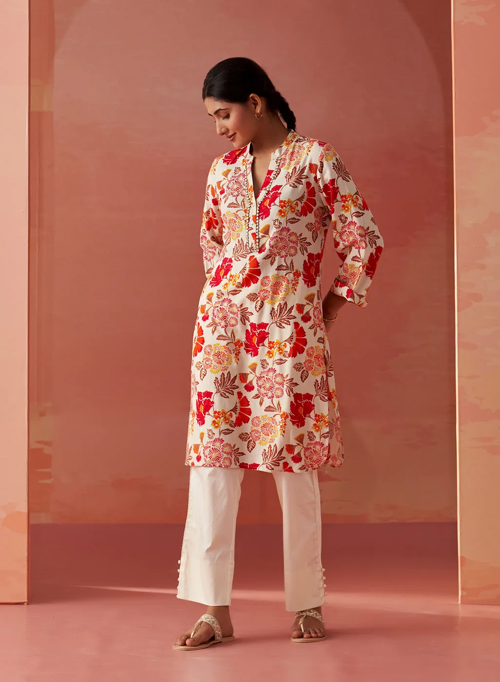 Yasmin Fuschia Printed Rayon Kurti for Women