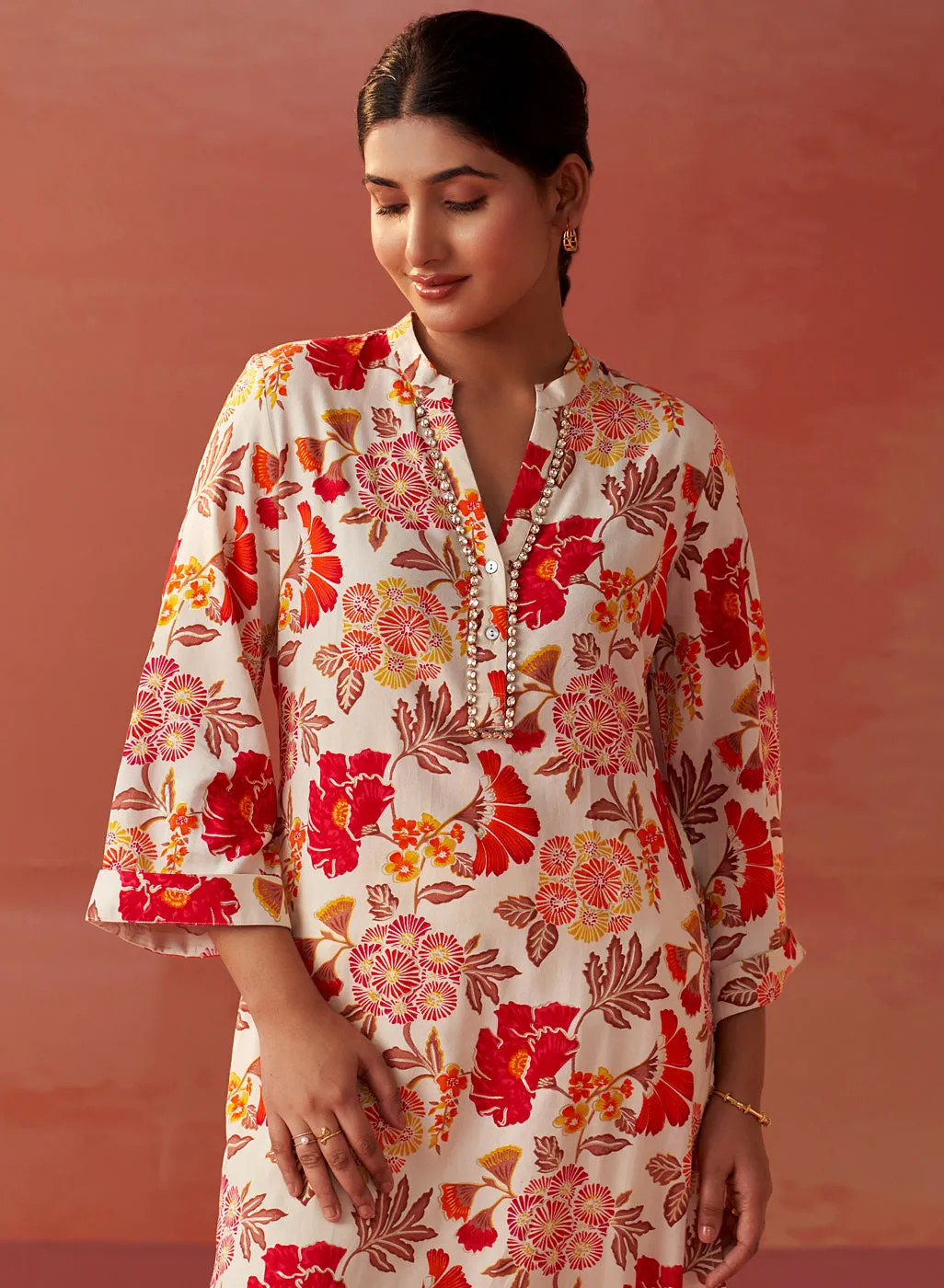 Yasmin Fuschia Printed Rayon Kurti for Women